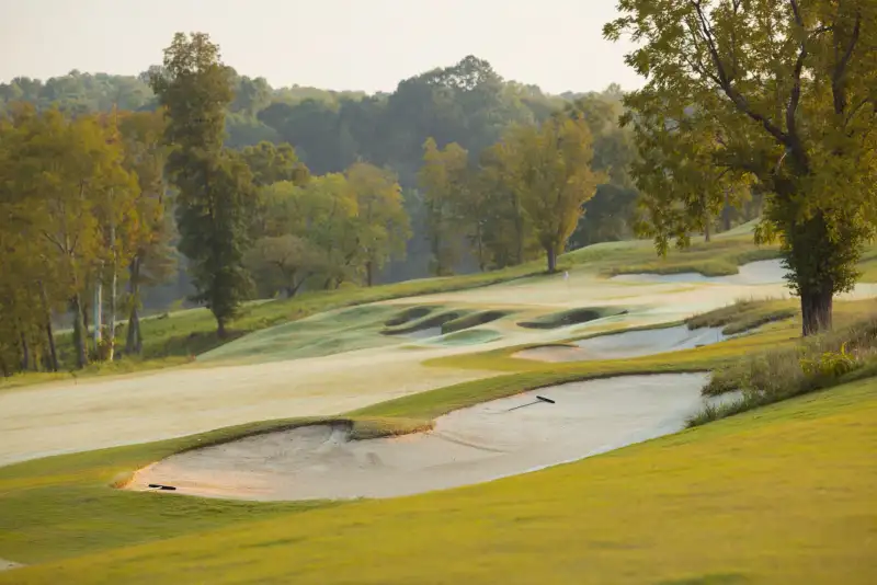Course bunkers in morning light