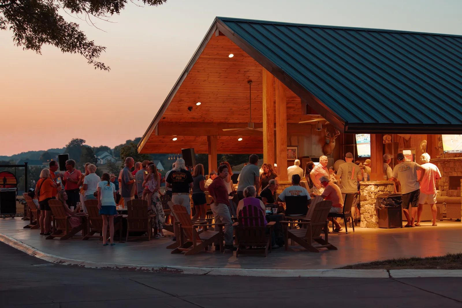 Community gathering at the Sunset Saloon